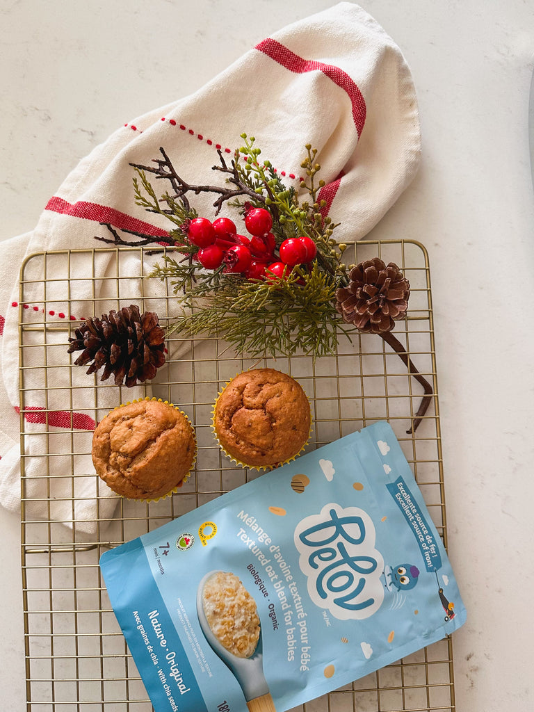 Recette de muffins à la banane sans sucre ajouté pour bébé dès l'âge de 7 mois. 